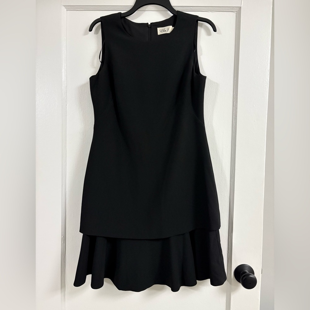 Eliza J tiered sleeveless mini dress size 8 black weatherproof bootie